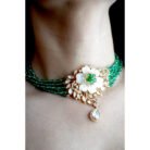 Emerald Polki Pearl Choker Necklace Set