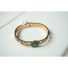 Green Malachite Floral Motif Bangle Bracelet