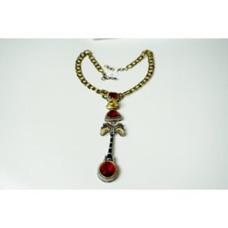 Palm Tree Red Gemstone Necklace Set