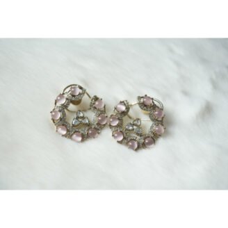 Pink Stone Stud Earrings