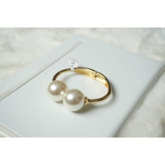 Gold Hinged Pearl Cuff Bracelet