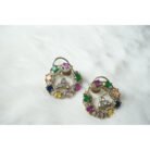 Multi Color Stone Stud Earrings