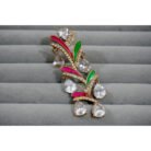 Pink & Green Stone Studded Drop Earrings