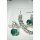 Mint Green AD Choker Necklace Set