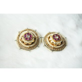 Pink Jadau Kundan Earrings