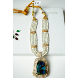 Victorian Marble Stone Polki Necklace Set
