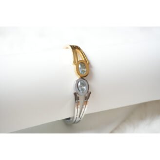 Two Toned Stone Studded Link Bracelet