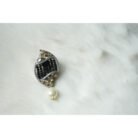 Black Leaf Shaped Pearl Drop Earrings