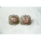 Pink Uncut Stone Stud Earrings
