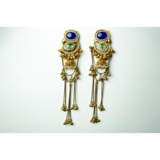 Blue Stone Jhumka Droplet Earrings
