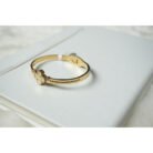 Gold White Clover Motif Bangle Bracelet