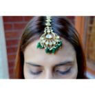 Emerald Green Kundan Maang Tikka