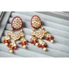 Pink Beaded Kundan Earrings