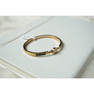 Rose Gold Black Enamel Bangle Bracelet