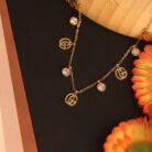 22k Gold Plated Gucci Charms with Crystal Charms Chain Necklace