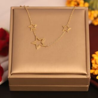 22k Gold Plated Chain Neckalce with Multiple Stars Pendant
