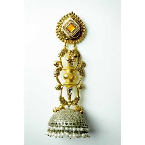 1Bj9W9H3LfO1bo2RaECf4URJKjBvdnSKm.jpg Long Dual Tone Monalisa Stone Jhumka Earrings
