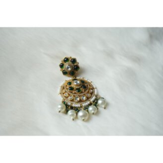 Emerald Pearl Beaded Chandbali Earrings