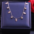 18k Rose Gold Plated Leaf-Shaped Charms & Zirconia Necklace