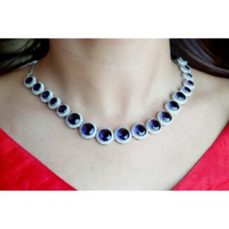 Blue Sapphire Diamond Necklace Set