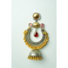 Dual Tone Ruby Kundan Earrings