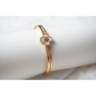 Gold White Clover Motif Bangle Bracelet