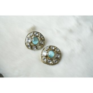 Sea Green Kundan Studded Earrings