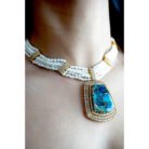 Victorian Marble Stone Polki Necklace Set