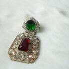 Green & Red Gemstone Statement Earrings