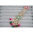Pink & Green Pachi Kundan Passa Earrings
