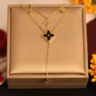 22k Gold Plated Dual Layered Flower Charm Chain Necklace