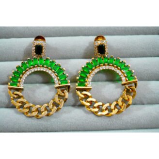 Green Open Hoop Earrings