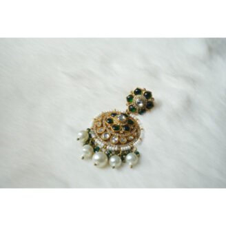 Emerald Pearl Beaded Chandbali Earrings
