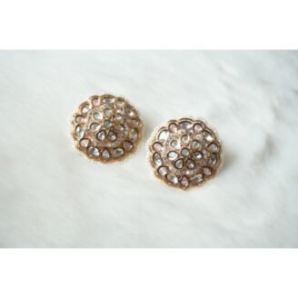Cubic Zirconia & Pearl Beaded Polki Earrings