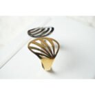 Dual Tone Cross Line Cuff Bracelet