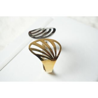 Dual Tone Cross Line Cuff Bracelet