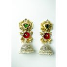 Green & Red Stone Kundan Earrings