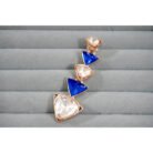 Blue Enamel & Clear Stone Drop Earrings