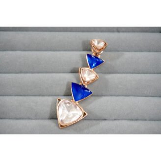 Blue Enamel & Clear Stone Drop Earrings