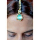 Sea Green Stoned AD Maang Tikka