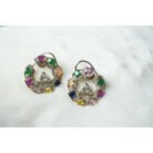 Multi Color Stone Stud Earrings