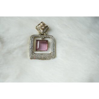 Pink AD Golden Earrings