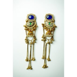 Blue Stone Jhumka Droplet Earrings