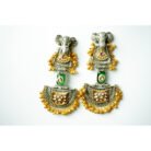 Long Dual Tone Elephant Polki Kundan Earrings