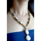 MOP and Gold plated Polki Necklace Set