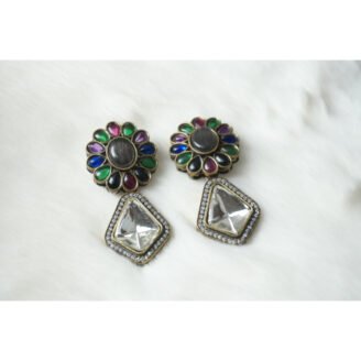 Multi Color Polki Stud Earrings