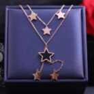 18k Rose Gold Plated Multi Star Chain Necklace with Black Enamel Star