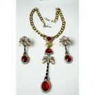 Palm Tree Red Gemstone Necklace Set