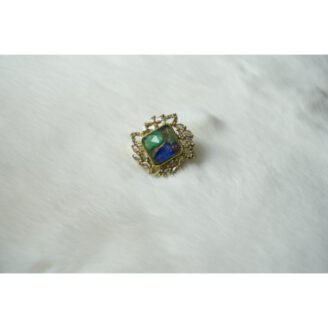 Dual Color Stone Floral Stud Earrings