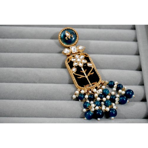 1HcGFnMXsTaHJdbIbpCSJhMS48x3F_HWL.jpg Blue & Black Meenakari Kundan Dangler Earrings